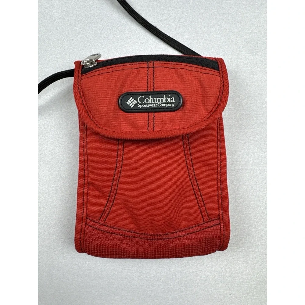 Columbia Ditty Pouch Red Neck Wallet Travel Passport ID Holder Crossbody Bag
